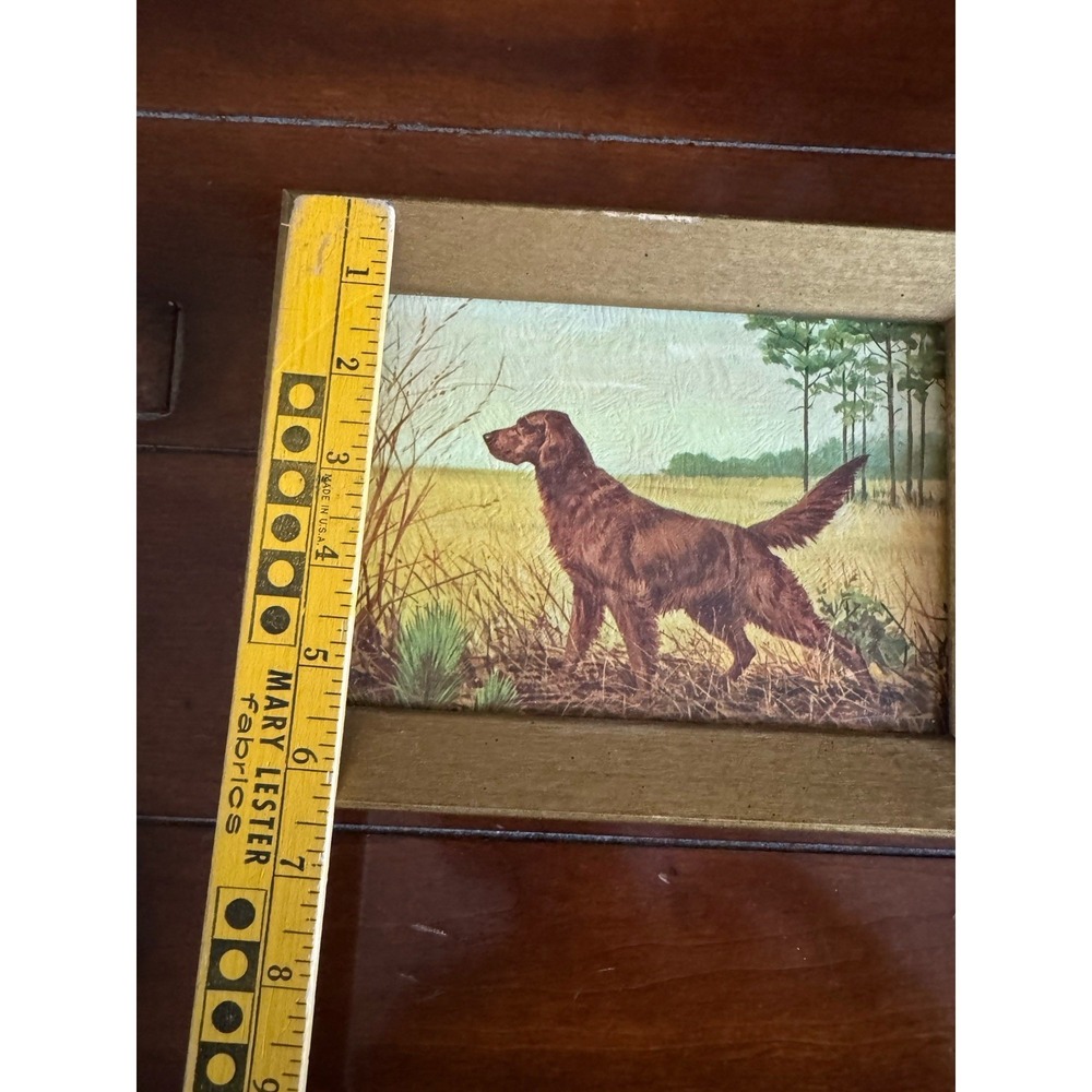 Vintage Irish Setter Dog Prints - Pair of 8.5x7" Gold Wood Framed Sheffield Art - Picture 5 of 6
